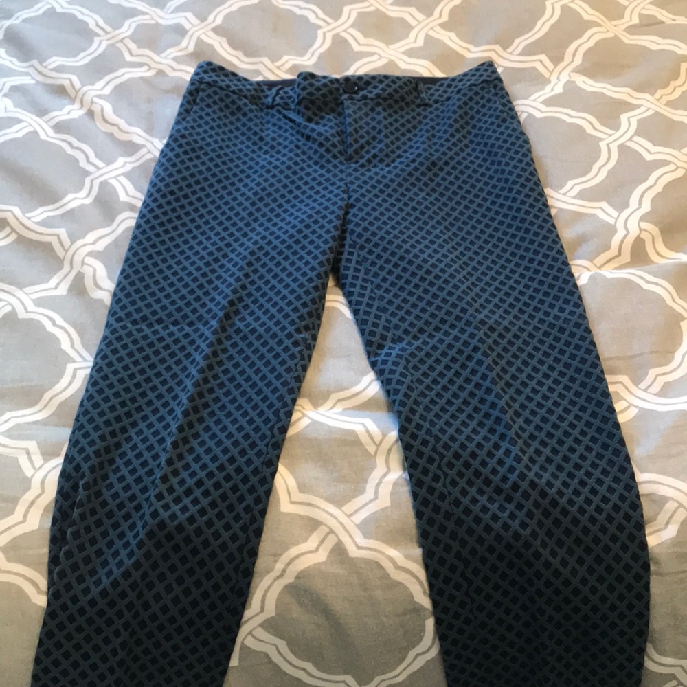 Banana Republic Blue Geometric Patterned Pants - image 3